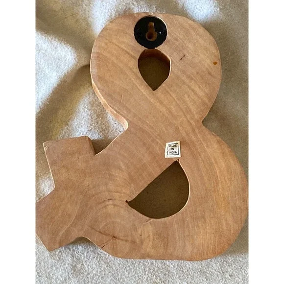 Boho hippie8x7x1.5 Hand Carved wood Letter “&” With Wall Mount Handmade In India - Picture 2 of 4